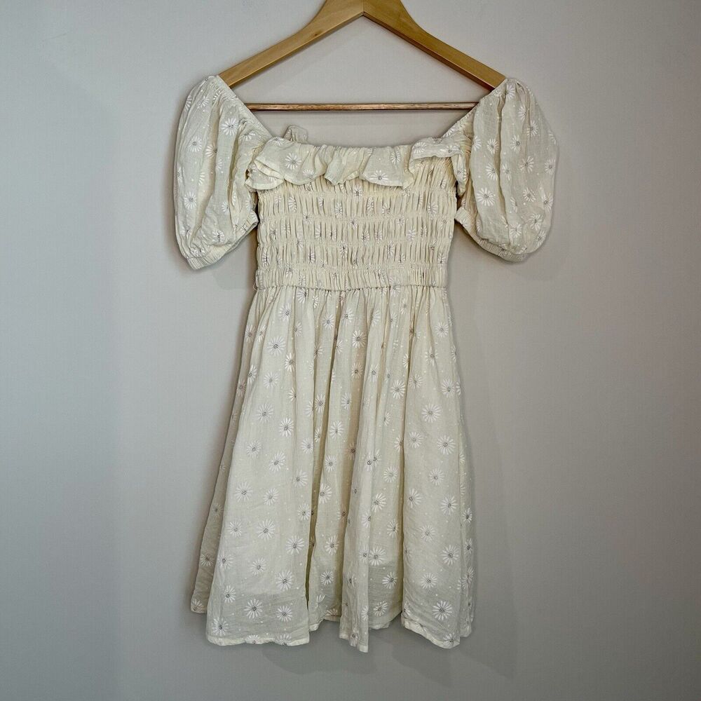 R.Vivimos Milkmaid Puff Sleeve Floral Ruffled Coquette Swing Mini Dress Size 0/2 - Picture 6 of 12